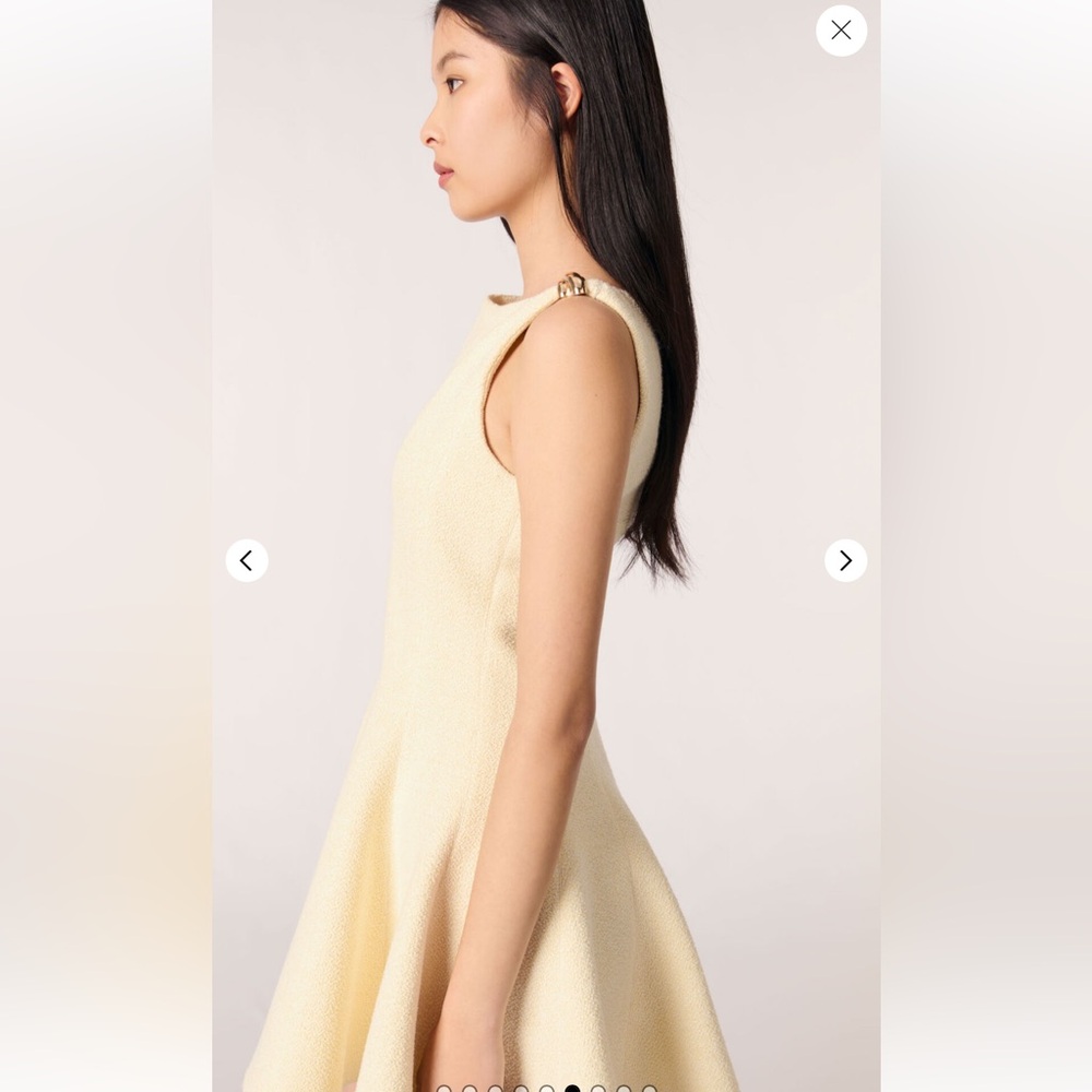 NWOT Maje Risoleil Pale Yellow Tweed Dress—No size tag - Picture 6 of 15